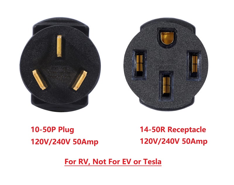 ONETAK NEMA 10-50P to 14-50R 120V/240V Compact 50 Amp 3 Prong Male Plug to 50 Amp 4 Prong Female Receptacle Generator RV Welder Dryer Stove Power Cord Adapter Connector - Image 2
